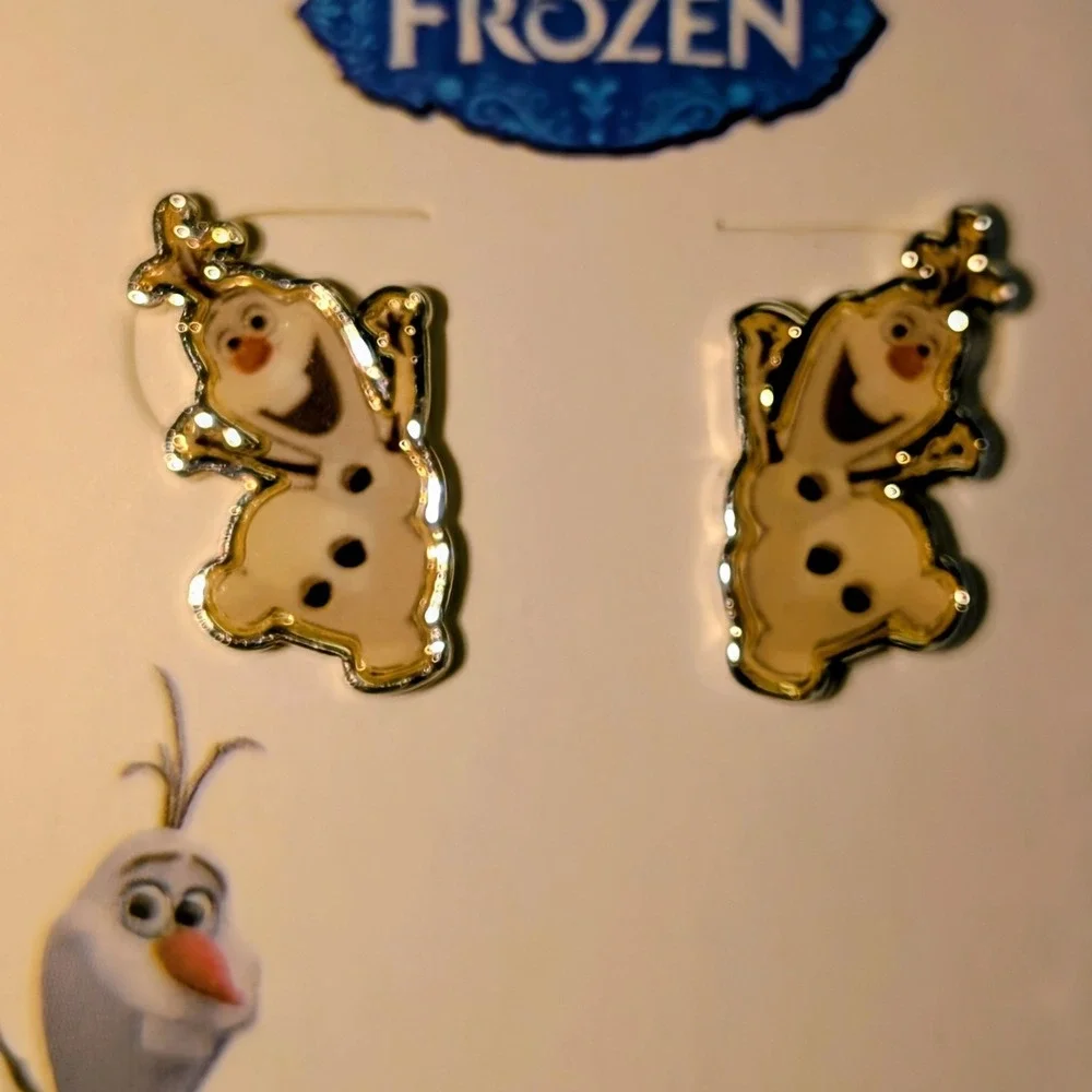 Disney Frozen Olaf Stud Earrings Silver Plated Brass Fine Jewelry Collection NEW